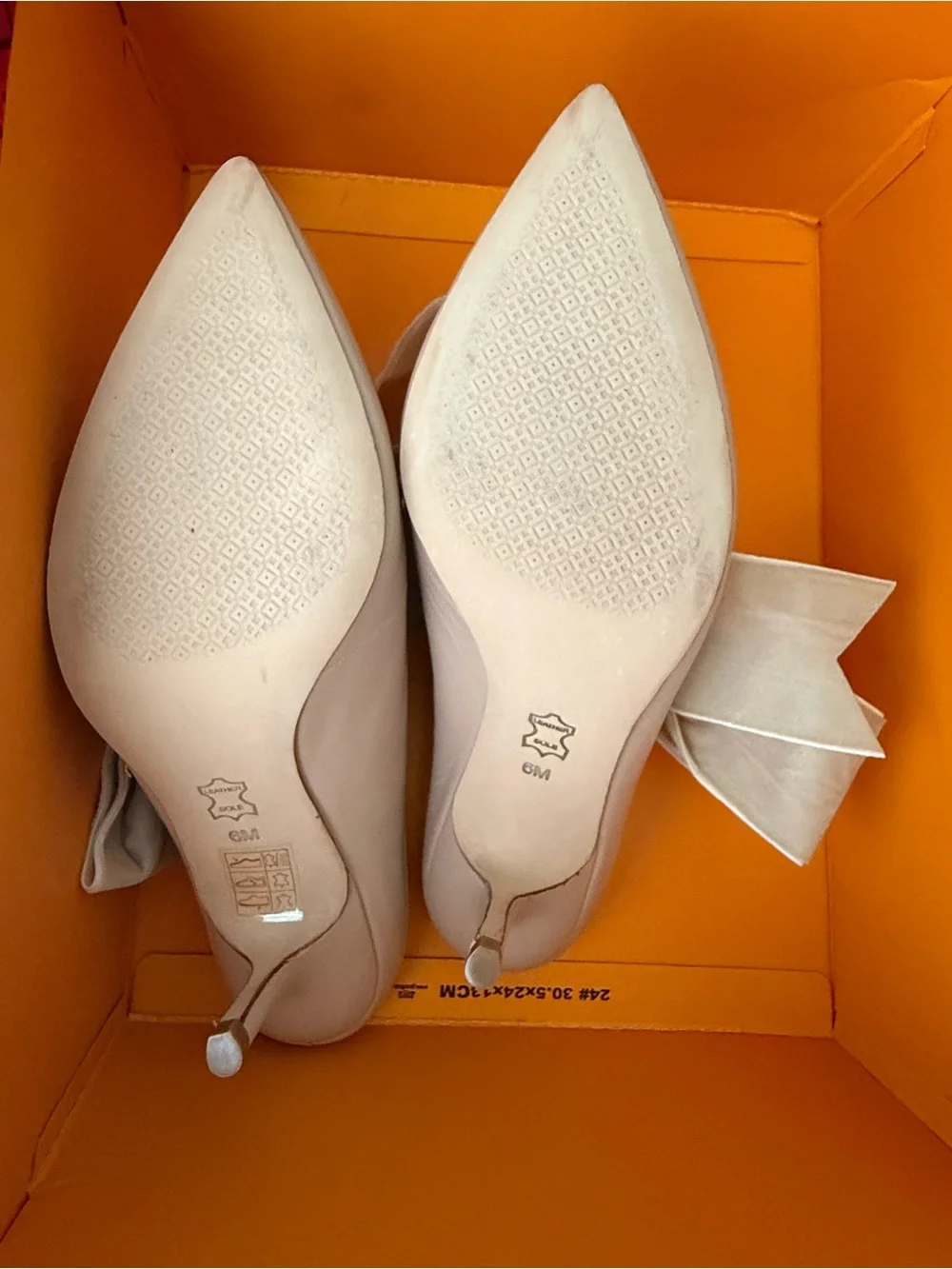 Tory Burch Cream Pointed-Toe Slip-On Mules with Oversized Bow